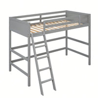 Solid Wood Twin Loft Bed With Ladder For Space Saving And Stylish Bedroom Design Grey