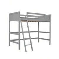 Solid Wood Twin Loft Bed With Ladder For Space Saving And Stylish Bedroom Design Grey