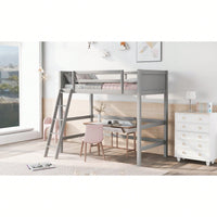 Solid Wood Twin Loft Bed With Ladder For Space Saving And Stylish Bedroom Design Grey