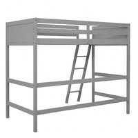 Solid Wood Twin Loft Bed With Ladder For Space Saving And Stylish Bedroom Design Grey