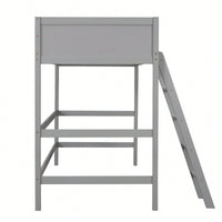 Solid Wood Twin Loft Bed With Ladder For Space Saving And Stylish Bedroom Design Grey