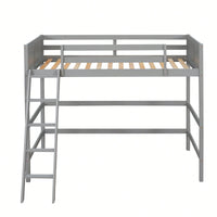 Solid Wood Twin Loft Bed With Ladder For Space Saving And Stylish Bedroom Design Grey
