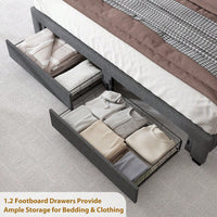 Queen Size Storage Headboard With RF LED Lights For Stylish Bedroom Organization