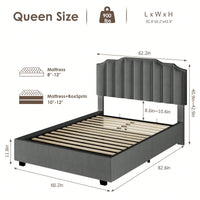 Elegant Grey Velvet Queen Size Bed With Lift-Up Storage