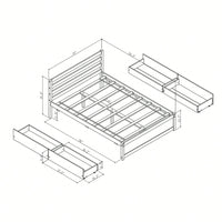 Full Size White Wood Platform Bed Frame With 4 Storage Drawers And Headboard For All Ages