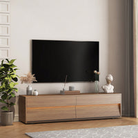 Modern 68 Inch Floating TV Stand With 16 Color LED Lights For 55 To 65 Inch TVs Stylish Wall Mounted Entertainment Center In Wood