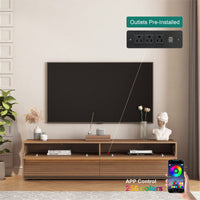 Modern 68 Inch Floating TV Stand With 16 Color LED Lights For 55 To 65 Inch TVs Stylish Wall Mounted Entertainment Center In Wood