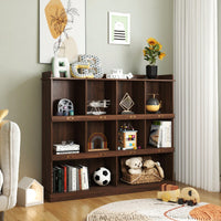 Elegant Walnut 10-Shelf Bookcase For Stylish Home Organization And Display