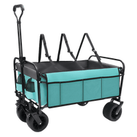 Versatile Collapsible Utility Wagon With Strapping System For Camping Shopping Gardening Fishing All-Terrain Wheels Supports 225lbs Black