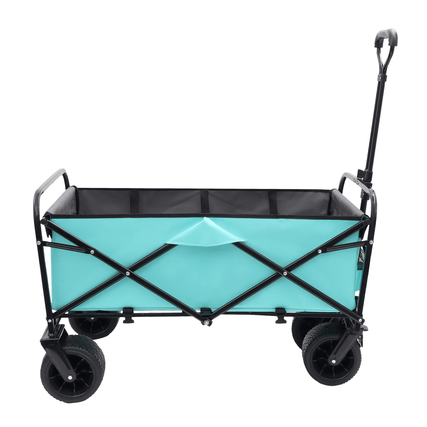 Versatile Collapsible Utility Wagon With Strapping System For Camping Shopping Gardening Fishing All-Terrain Wheels Supports 225lbs Black