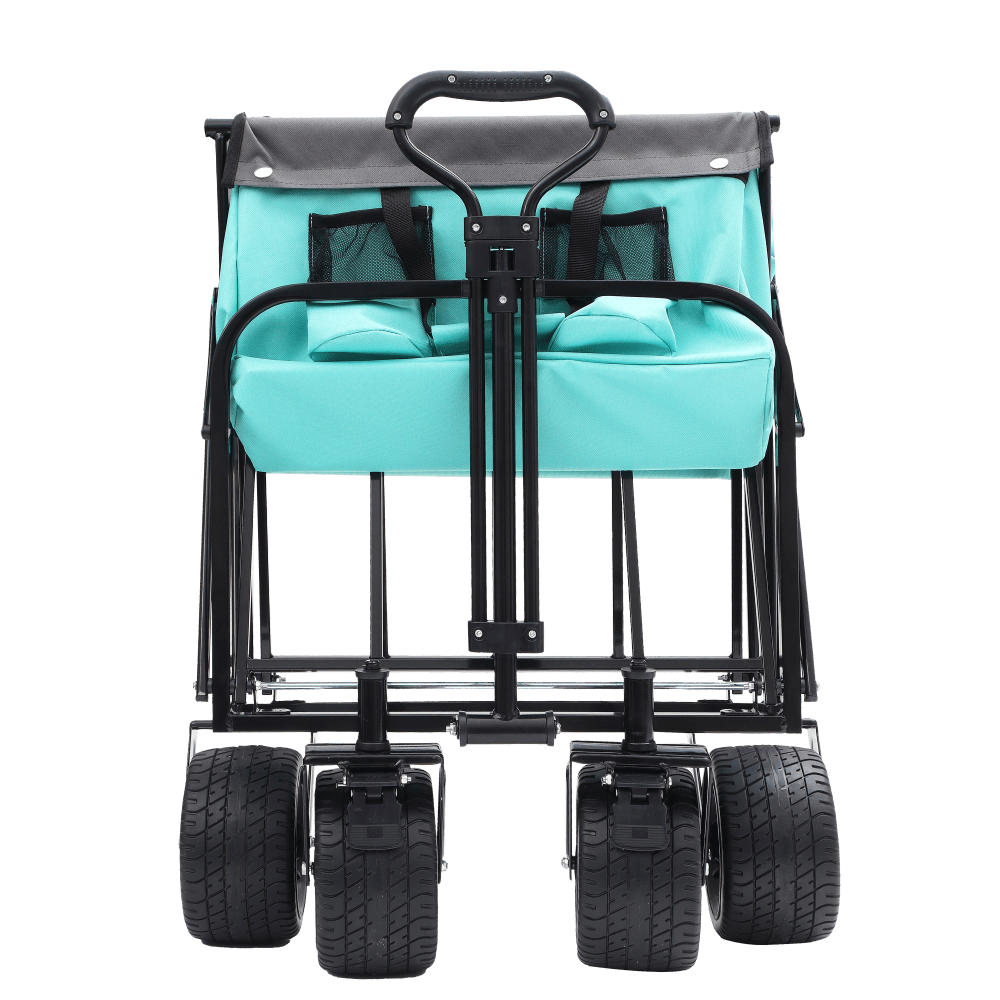 Versatile Collapsible Utility Wagon With Strapping System For Camping Shopping Gardening Fishing All-Terrain Wheels Supports 225lbs Black