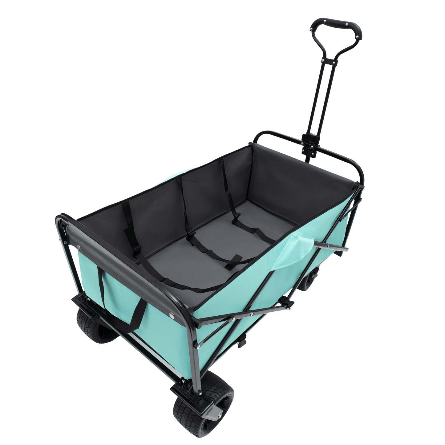 Versatile Collapsible Utility Wagon With Strapping System For Camping Shopping Gardening Fishing All-Terrain Wheels Supports 225lbs Black