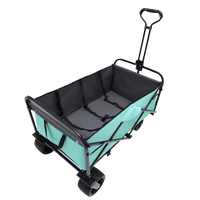 Versatile Collapsible Utility Wagon With Strapping System For Camping Shopping Gardening Fishing All-Terrain Wheels Supports 225lbs Black