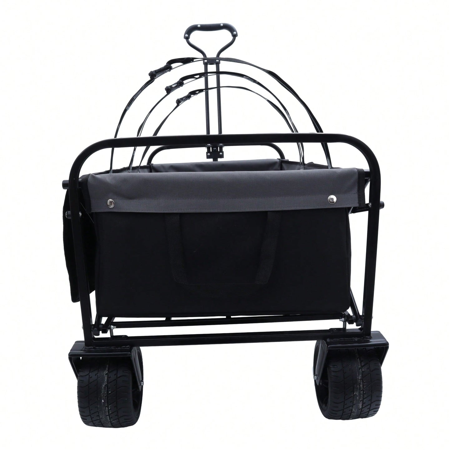 Versatile Collapsible Utility Wagon With Strapping System For Camping Shopping Gardening Fishing All-Terrain Wheels Supports 225lbs Black