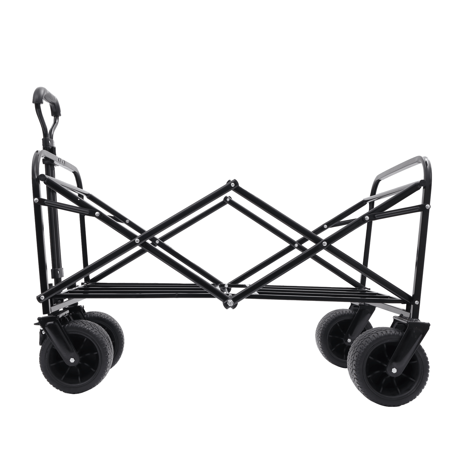 Versatile Collapsible Utility Wagon With Strapping System For Camping Shopping Gardening Fishing All-Terrain Wheels Supports 225lbs Black