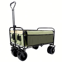 Versatile Collapsible Utility Wagon With Strapping System For Camping Shopping Gardening Fishing All-Terrain Wheels Supports 225lbs Black