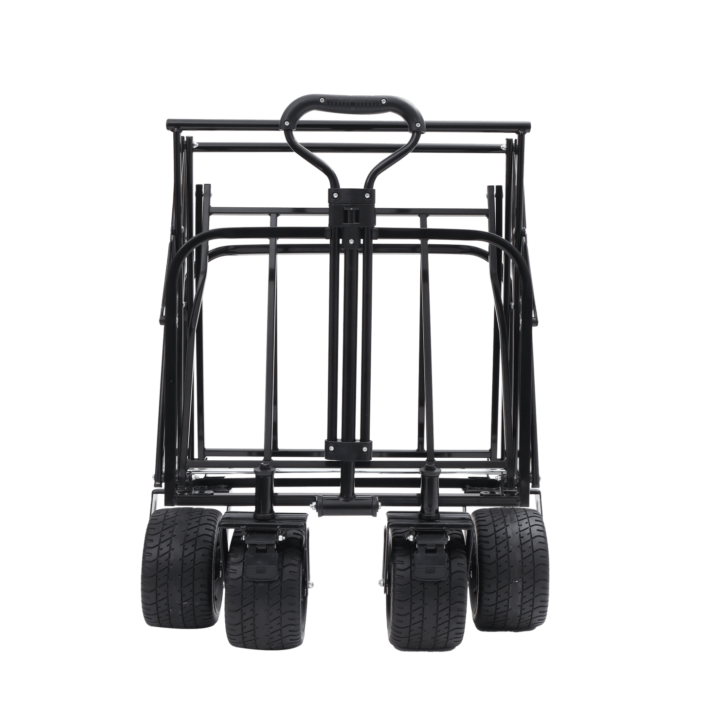 Versatile Collapsible Utility Wagon With Strapping System For Camping Shopping Gardening Fishing All-Terrain Wheels Supports 225lbs Black