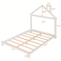 House-Shaped Headboard Full Size Wooden Platform Bed In White Finish