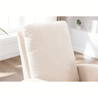 Modern Glider Recliner Armchair With Wood Legs And Side Pocket For Nursery Living Room Bedroom Beige Linen