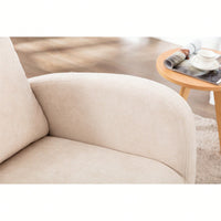 Modern Glider Recliner Armchair With Wood Legs And Side Pocket For Nursery Living Room Bedroom Beige Linen