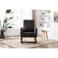 Modern Glider Recliner Armchair With Wood Legs And Side Pocket For Nursery Living Room Bedroom Beige Linen