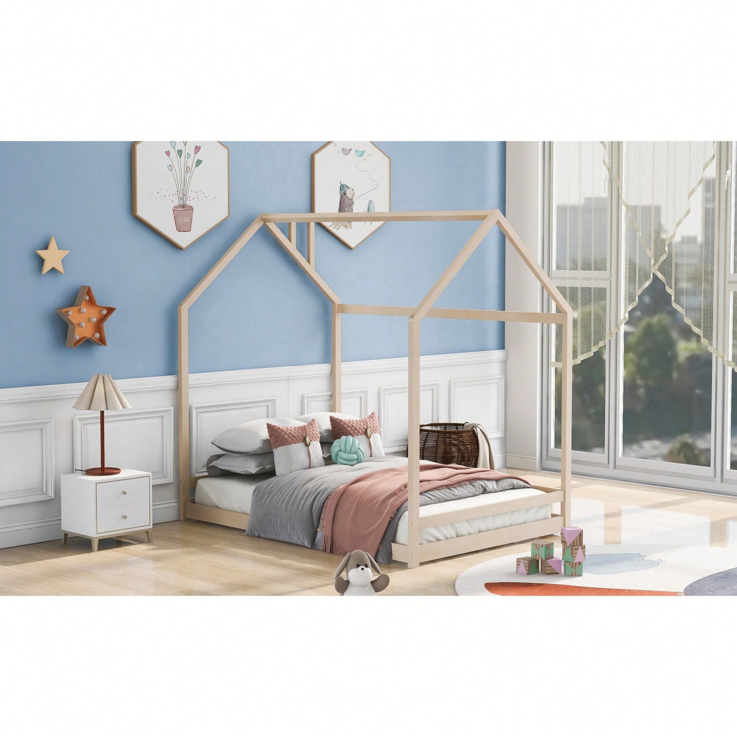 Elegant White Full Size Wooden Bed Frame For Stylish Bedrooms