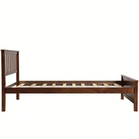 Twin Platform Wood  Bed With Headboard And Footboard, Slat Support In Walnut Finish