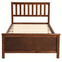 Twin Platform Wood  Bed With Headboard And Footboard, Slat Support In Walnut Finish