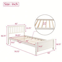 Twin Platform Wood  Bed With Headboard And Footboard, Slat Support In Walnut Finish