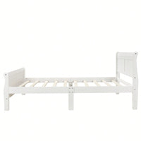 Twin Wood Platform Bed Frame With Sleigh Design Headboard Footboard And Slat Support