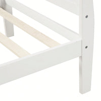 Twin Wood Platform Bed Frame With Sleigh Design Headboard Footboard And Slat Support