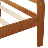 Twin Wood Platform Bed Frame With Sleigh Design Headboard Footboard And Slat Support