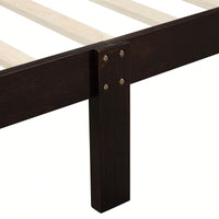 Twin Wood Platform Bed Frame With Sleigh Design Headboard Footboard And Slat Support