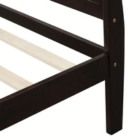 Twin Wood Platform Bed Frame With Sleigh Design Headboard Footboard And Slat Support