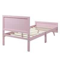 Twin Wood Platform Bed Frame With Headboard And Slat Support In White