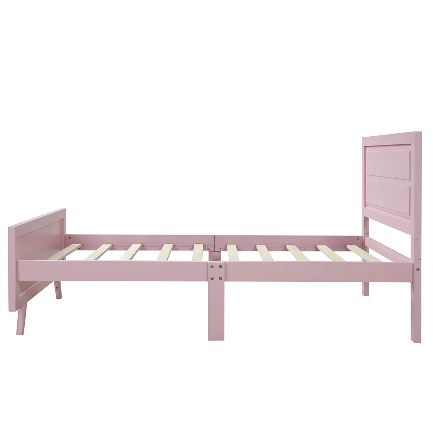 Twin Wood Platform Bed Frame With Headboard And Slat Support In White