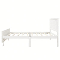 Twin Wood Platform Bed Frame With Headboard And Slat Support In White