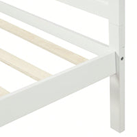 Twin Wood Platform Bed Frame With Headboard And Slat Support In White