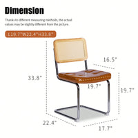 Set Of 2 Modern Faux Leather Rattan Accent Chairs With Chrome Legs For Dining Living Room Kitchen Brown