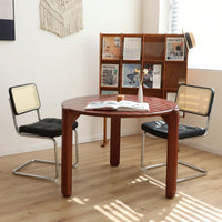 Set Of 2 Modern Faux Leather Rattan Accent Chairs With Chrome Legs For Dining Living Room Kitchen Brown