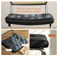 Set Of 2 Modern Faux Leather Rattan Accent Chairs With Chrome Legs For Dining Living Room Kitchen Brown