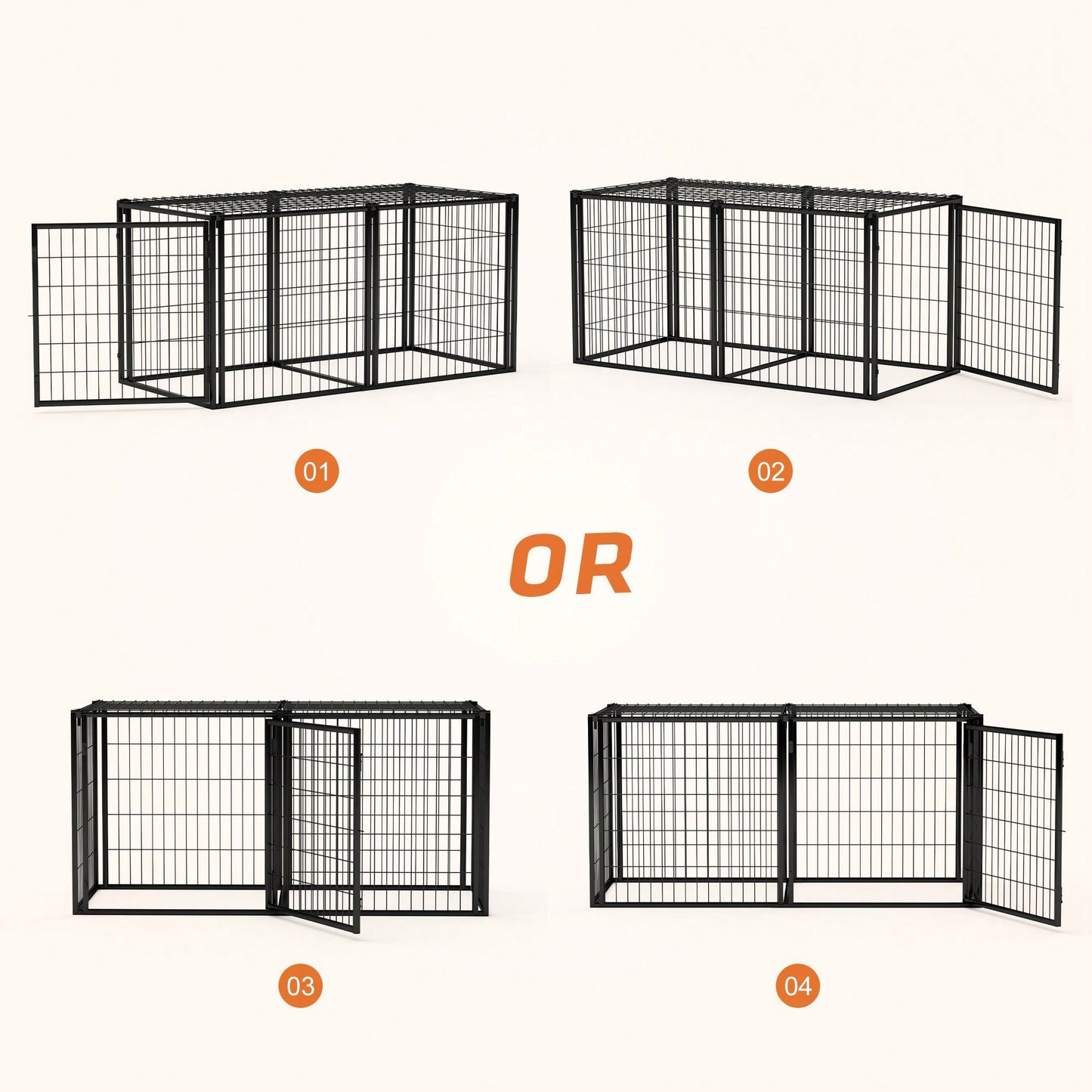 Spacious 63 Inch Dog Crate And Playpen For Small To Medium Dogs Indoor Use With Top Cover