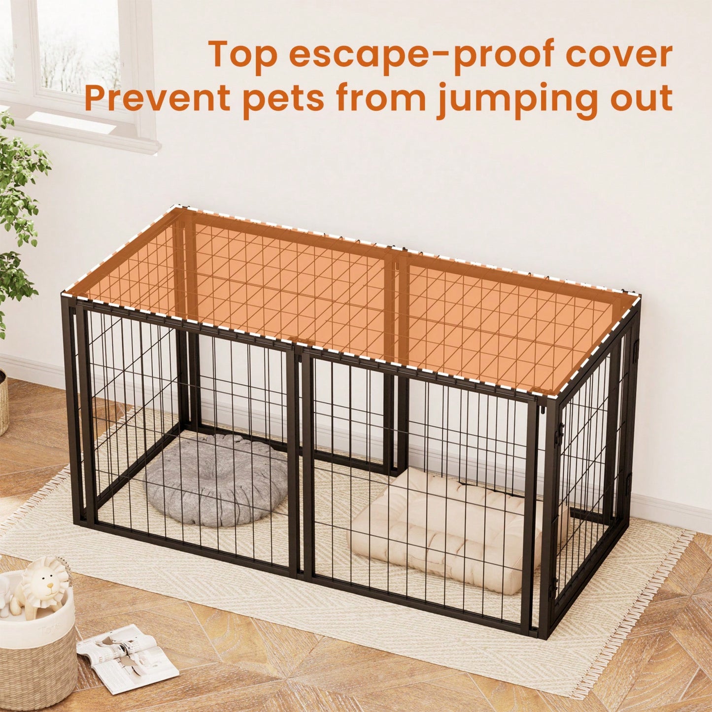 Spacious 47.2 Inch Dog Crate For Small To Medium Dogs Indoor Playpen With Top Pet Cage