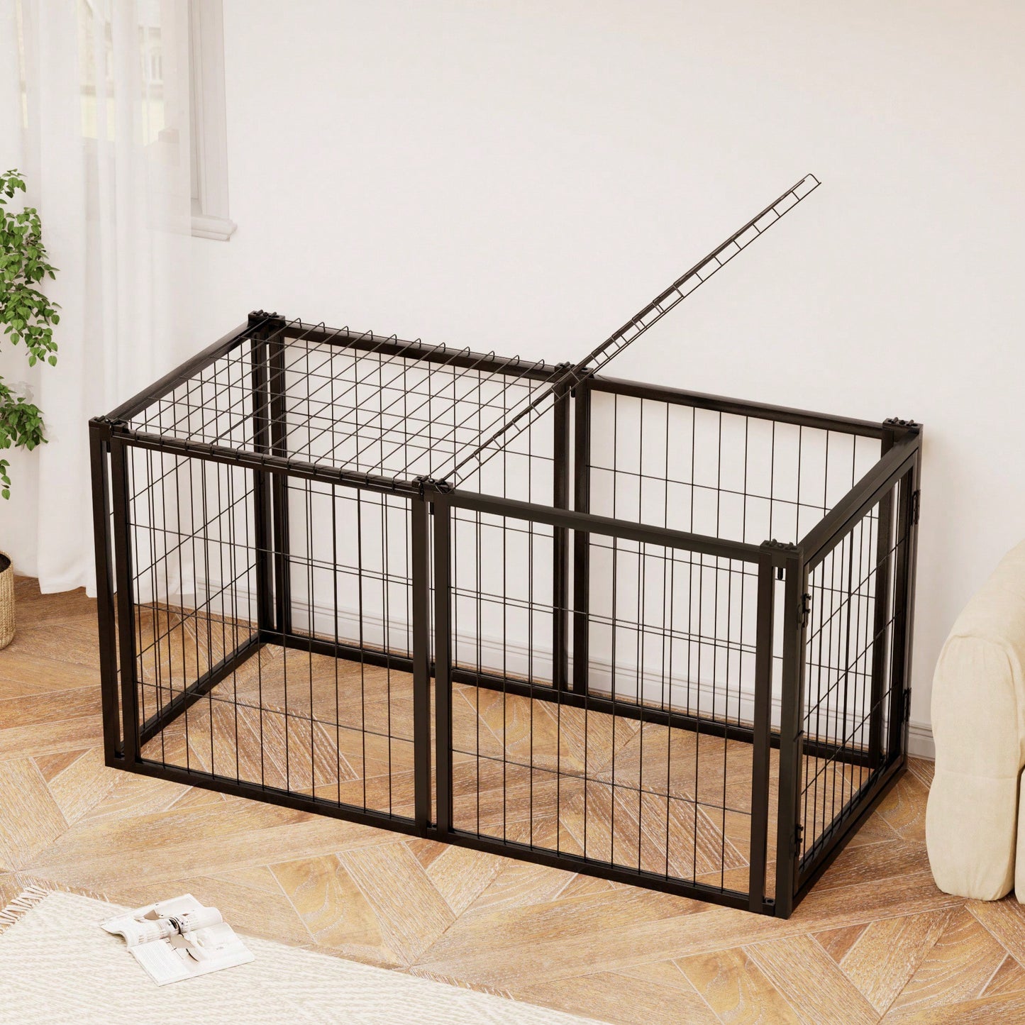 Spacious 47.2 Inch Dog Crate For Small To Medium Dogs Indoor Playpen With Top Pet Cage