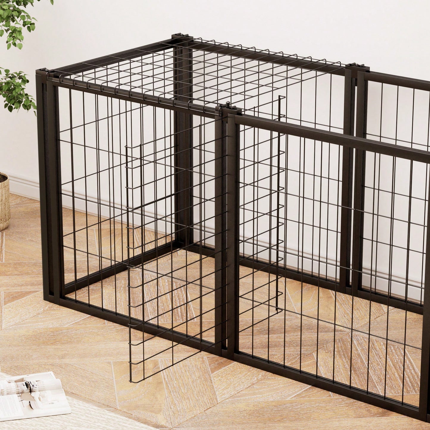 Spacious 47.2 Inch Dog Crate For Small To Medium Dogs Indoor Playpen With Top Pet Cage