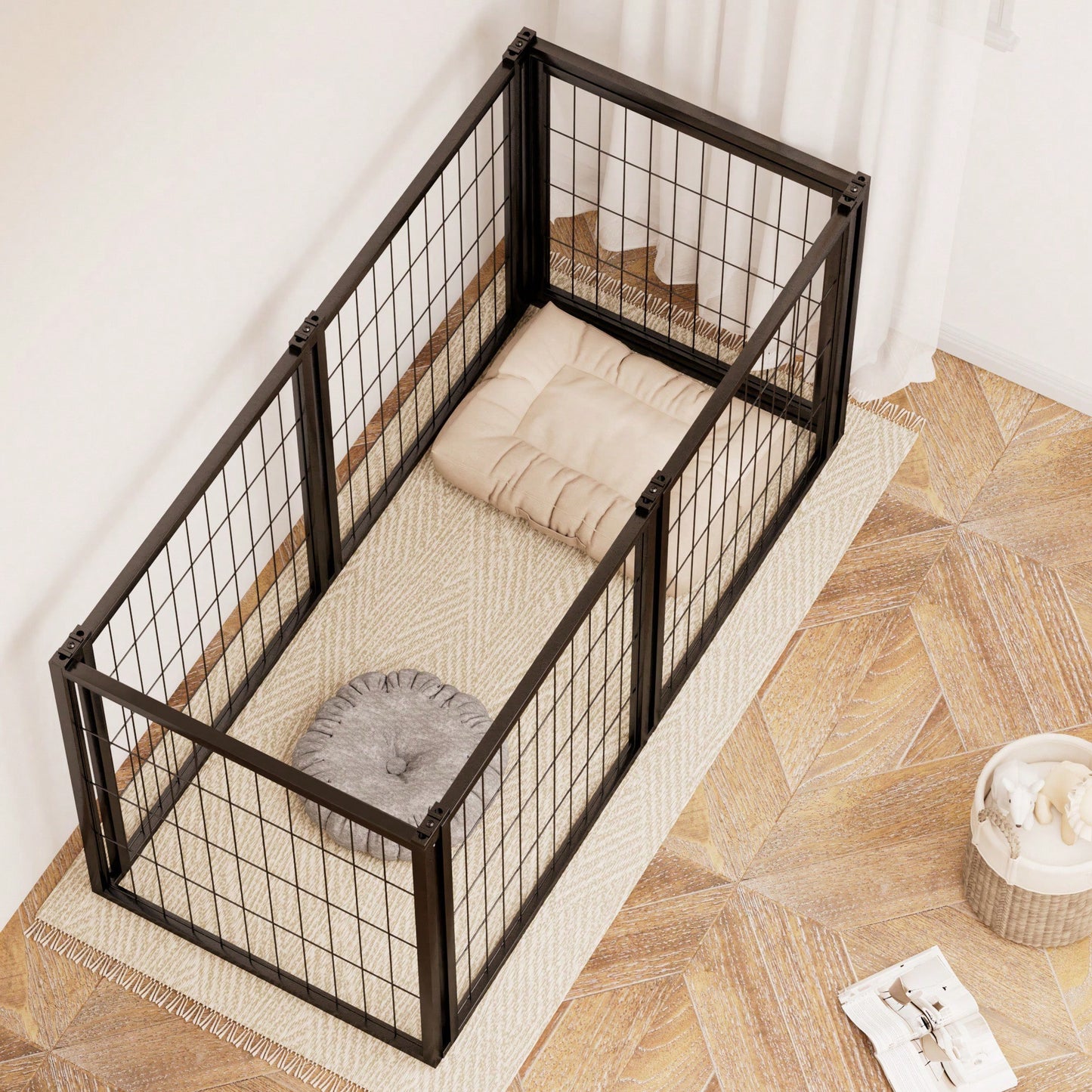 Spacious 47.2 Inch Dog Crate For Small To Medium Dogs Indoor Playpen With Top Pet Cage