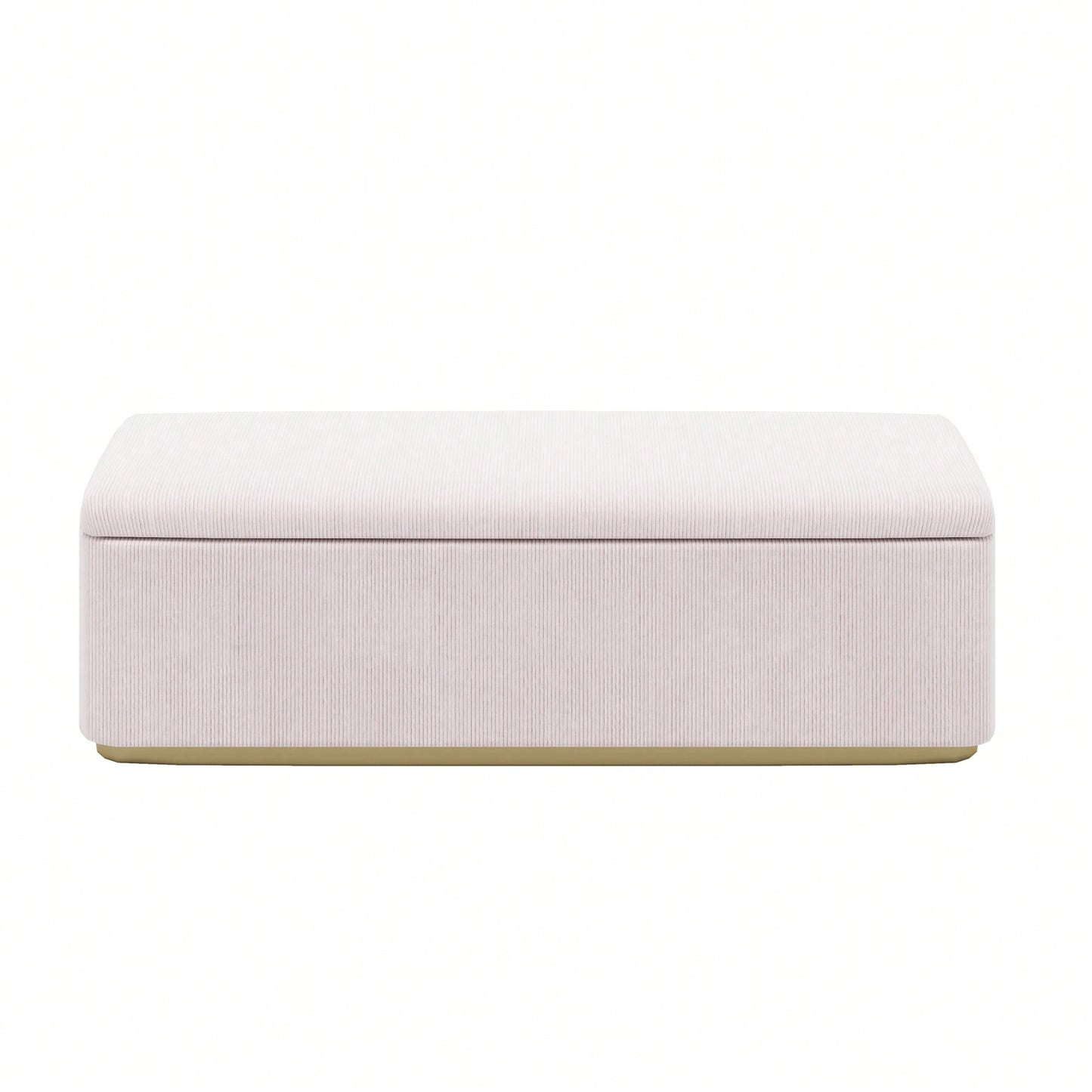 Corduroy Storage Ottoman With Vertical Stripe Design For Bedroom And Living Room End Of Bed Bench 59.1 Inches Pink