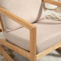 Natural Rubberwood Frame Khaki Upholstered Accent Glider Chair For Relaxation