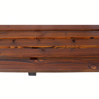Rustic Wooden Wagon Wheel Bench For Outdoor Patio Garden With Slatted Seat And Backrest - Brown