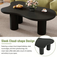 Easy Assembly Cream Cloud Coffee Table With Thick Round Edge Top And 3 Sturdy Legs For Living Room Black